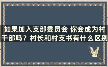 如果加入支部委员会 你会成为村干部吗？村长和村支书有什么区别？ （如果进了支委 会成为村干部吗？村长和村支书有什么区别）